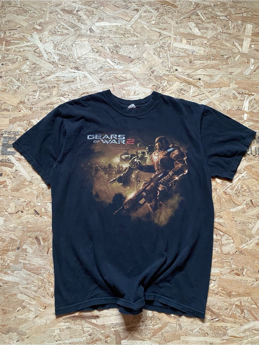 Vintage Anvil Black Gears Of War 2 Graphic T-Shirt